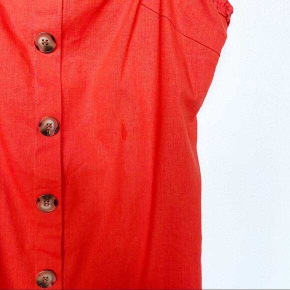 Newbury Kustom Button Front Ruffle Strap Dress Size Large - Picture 6 of 14